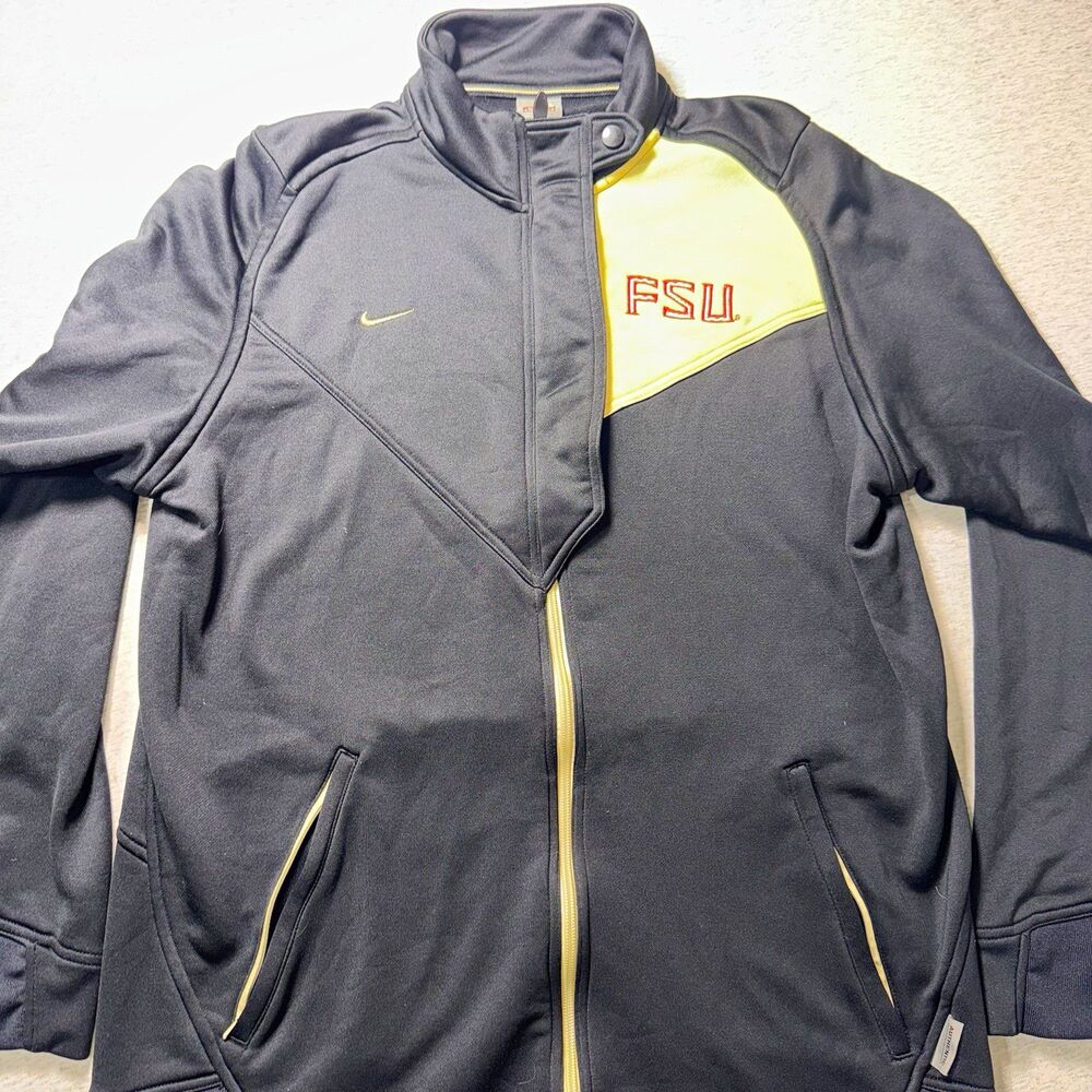 Nike FIT Team Men's Full Zip Track Jacket Florida State FSU Black/Gold Size Lg